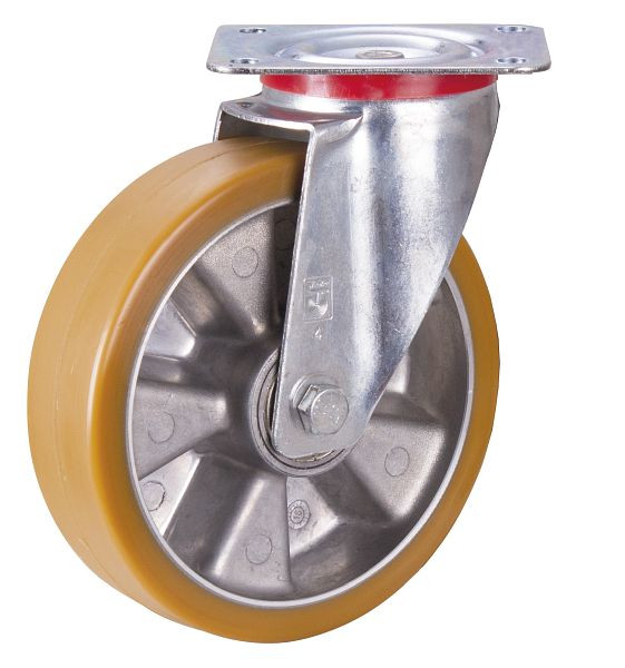 VARIOfit Lenkrolle Polyurethan, 200 x 50 mm, 92° Shore A, fest aufvulkanisierte Polyurethanlauffläche, lpt-200.007