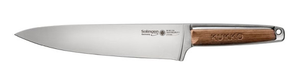 KUKKO Kochmesser mit Wallnussholz-Griff, 210 mm Klingenlänge, 90-201-210