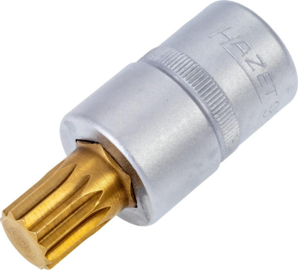 Hazet Schraubendreher-Steckschlüsseleinsatz, Vierkant hohl 12,5 mm, Innen Vielzahn Profil XZN, M14, Kurze Ausführung Mit Rändelung, 990-14