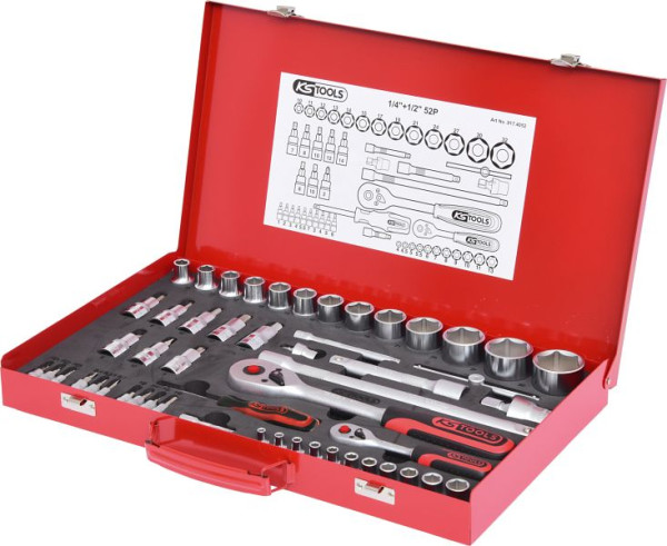 KS Tools 1/4"+1/2" Steckschlüssel-Satz, 52-teilig, 917.4052
