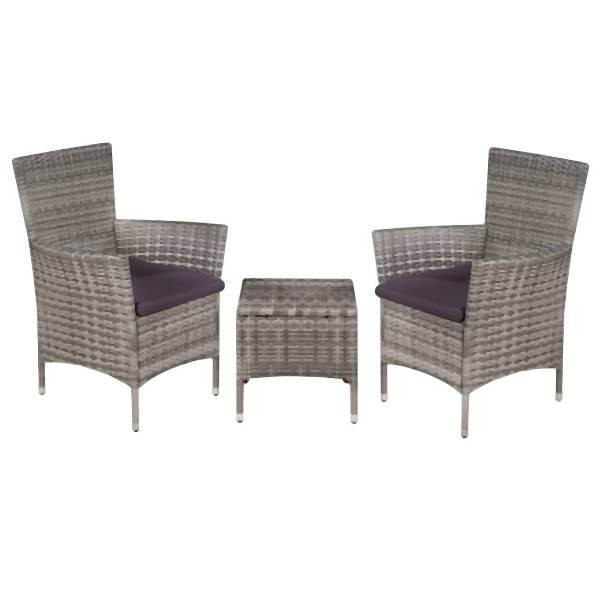 vidaXL 3-tlg. Bistro-Set Poly Rattan Grau, Polyester, 44095