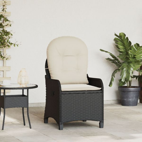 vidaXL Relaxsessel mit Kissen Schwarz Poly-Rattan, 42003418