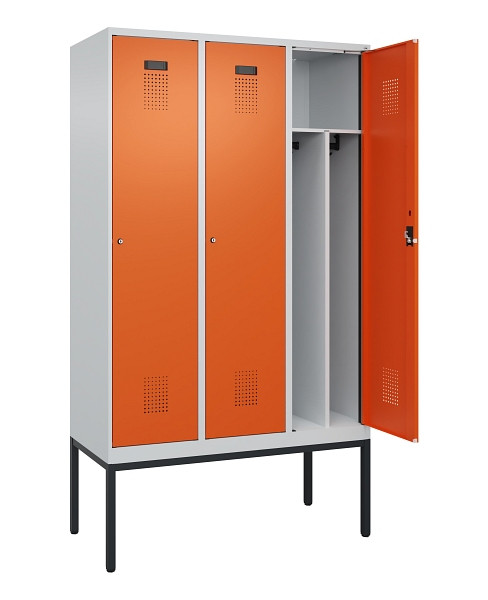 C+P Spind Evolo PLUS, Gestell, 3 Abteile, 2120x1200x500mm, 7035/2004, Verschluss Zylinderschloss, 0490307-32F S10029