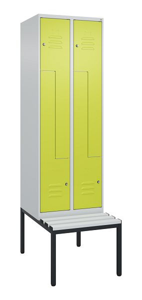 C+P Z-Spind Classic PLUS, mit untergebauter Sitzbank, 4 Abteile, 2120x600x815mm, 7035/0024, Zylinderschlösser, 0800537-204 S10055