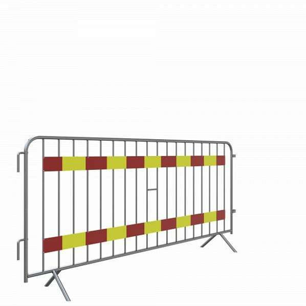 Schake Absperrgitter Typ E, aus Stahlrohr 25 mm, mit zwei Tastleisten 100 mm, Folie rot / gelb, Typ RA2/B, 419_020ESK2