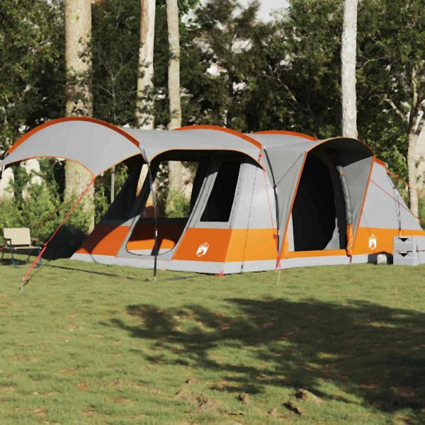 vidaXL Tunnelzelt 5 Personen Grau und Orange Wasserdicht, 4009427