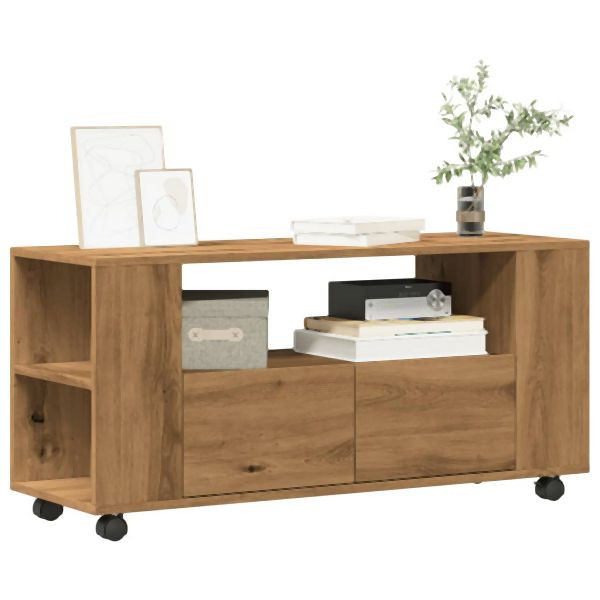 vidaXL TV-Schrank mit Rollen Artisan-Eiche 102x34,5x43cm Holzwerkstoff, 855991