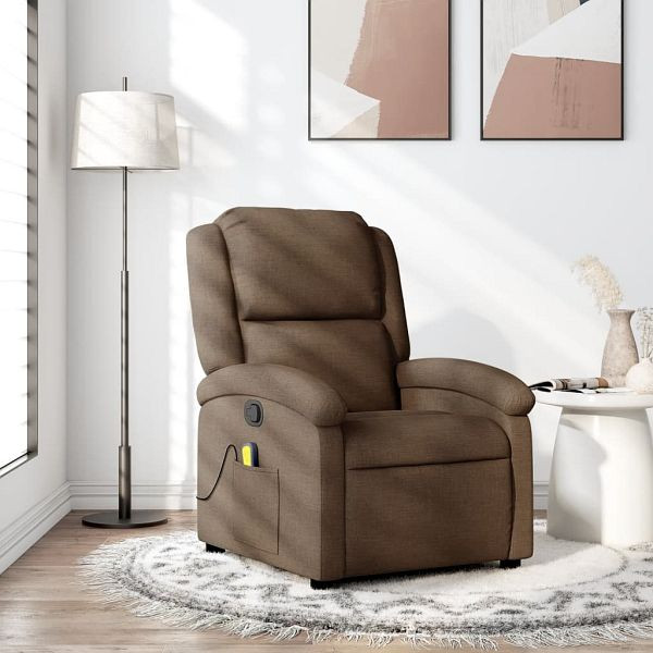 vidaXL Massagesessel Braun Stoff, Top-Qualität, Sperrholz, 371767