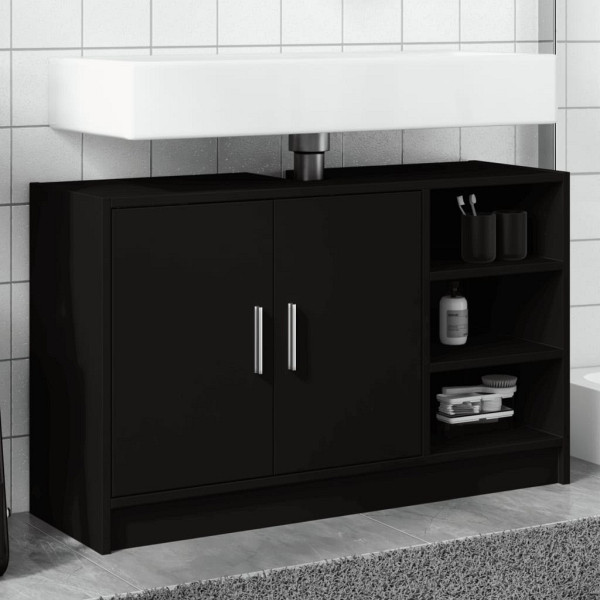 vidaXL Waschbeckenunterschrank Schwarz 90x29x55 cm Holzwerkstoff, 848123