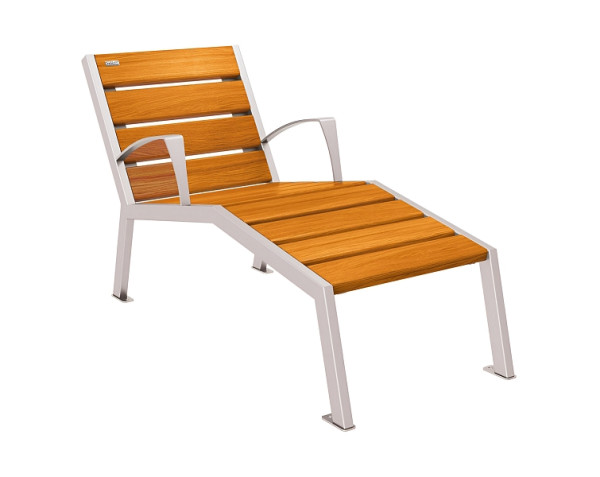Procity Liegestuhl Silaos 600 mm, Mit Armlehne, Holz & Stahl, helle Eiche/RAL 7044, 209642.7044.CHEC