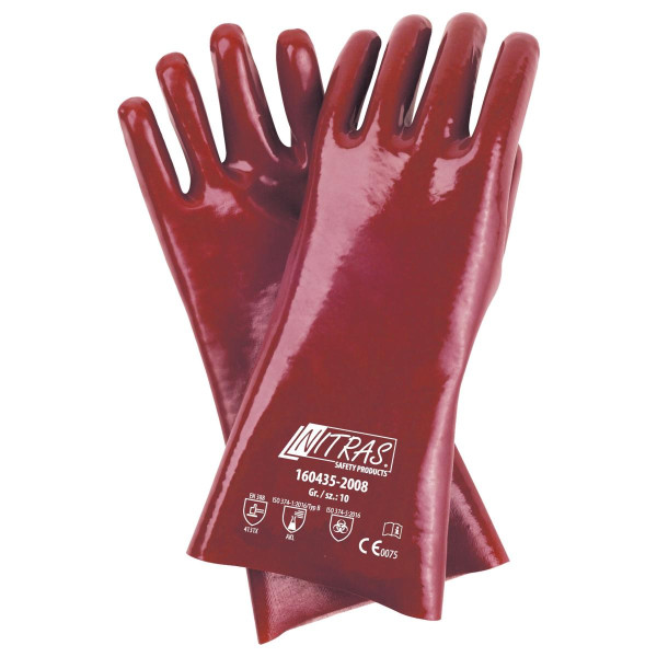 NITRAS Handschuh-PVC, rot, doppelt, 35cm, CAT3, Größe: 10, VE: 60 Paar, 160435-10