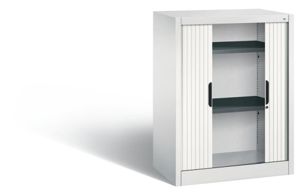 C+P Sideboard mit Rollladen Omnispace, H1030xB800xT420mm, Farbe: Lichtgrau / Verkehrsweiß, Griffmulde, 2 OH, 3241-00 S10156