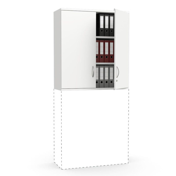 Deskin Flügeltüren-Aufsatzschrank Multi M pro, Dekor weiß, B 1000 x H 1110 x T 420 mm, 294448