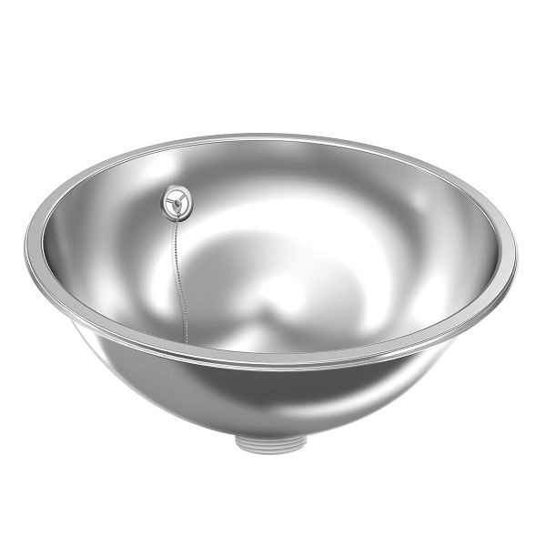 KWC Rundbecken, RONDO, Edelstahl, hochglanzpoliert, 387x155 mm, Überlauf, Ab- und Überlaufgarnitur, 3600009748