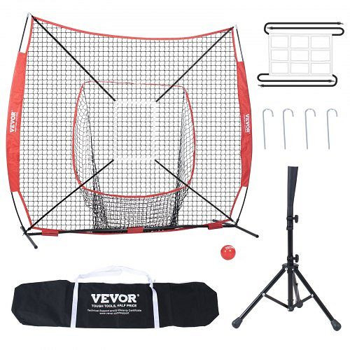 VEVOR 244 x 106 x 211 cm Baseball-Softball-Übungsnetz, tragbares Baseball-Trainingsnetz, Schlagen, Fangen, Pitchen, 77YCDPJXLW77KXG8YV0