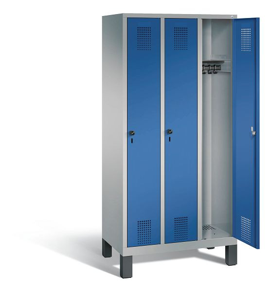 C+P Garderobenschrank Evolo, H1850xB900xT500mm, Farbe: Weißaluminium / Enzianblau, 48010-30 S10717