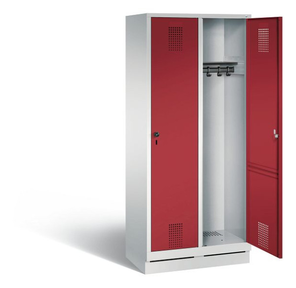 C+P Garderobenschrank Evolo, H1800xB810xT500mm, Farbe: Lichtgrau / Rubinrot, 48020-22 S10005