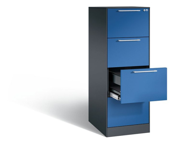 C+P Hängeregistraturschrank Asisto, H1310xB440xT600mm, Farbe: Schwarzgrau / Enzianblau, Bügelgriff, 146225-411 S10048