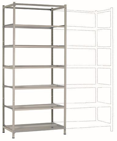 Manuflex Bürodoppel-Grundregal mit 6 pulverbeschichteten Stahlböden, HxBxT = 2250 x 960 x 600 mm, RA3293.7035