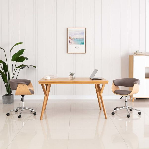 vidaXL Drehbarer Bürostuhl Taupe Bugholz und Stoff, 3054835