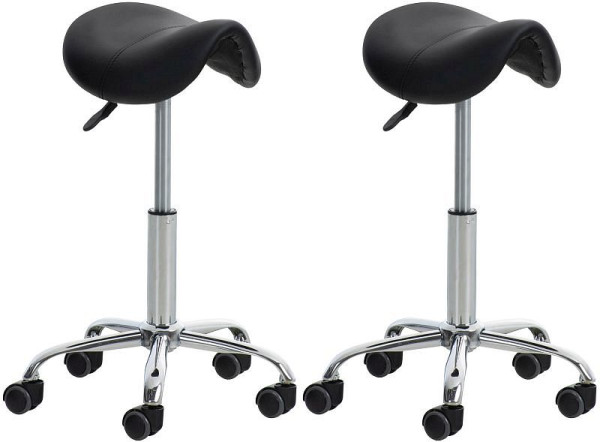 CLP 2er Set Arbeitshocker Reno Kunstleder, schwarz, 324600