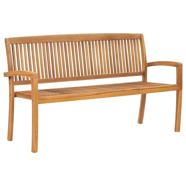 vidaXL Gartenbank 3-Sitzer Stapelbar 159 cm Massivholz Teak, 49389
