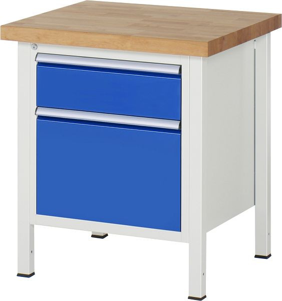 RAU Werkbank Serie 8000 - Modell 8156, B750 x T700 x H840 mm, Systemunterbau B670 x T650 x H800 mm, 03-8156A2-077B4S.11