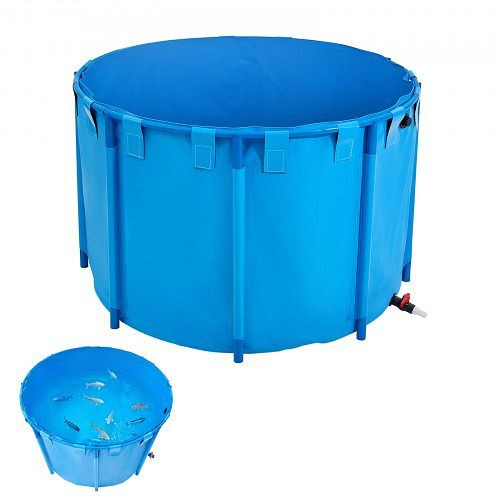 VEVOR PVC Fischteich, 1700 L faltbares Koi-Aquarium, rundes Becken mit Rahmen & Ablassventil, für Koi/Goldfisch (blau), DSYCLS15MZJ1IJQEO001V0