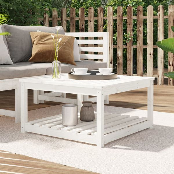 vidaXL Gartentisch Weiß 82,5x82,5x45 cm Massivholz Kiefer, 824142