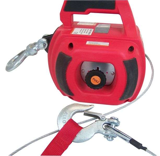 Produktbild von Berger & Schröter Seilwinde 31717 – Akku-Schrauber-Winde Mit 225 Kg Zugkraft, 12 M Stahlseil, Inkl. Wirbelhaken & Sichtfenster, Für Heben & Ziehen