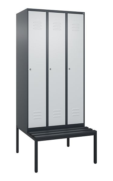 C+P Umkleidespind Classic PLUS mit Mitteltrennwand, 3 Abteile, 2120x900x815mm, 7016/7035, Zylinderschlösser, 0800507-30F S10028