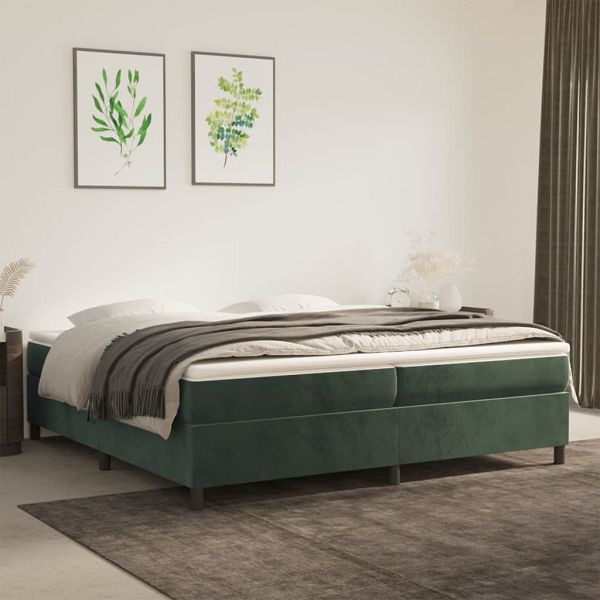 vidaXL Boxspringbett mit Matratze Dunkelgrün 200x200 cm Samt, 3144702