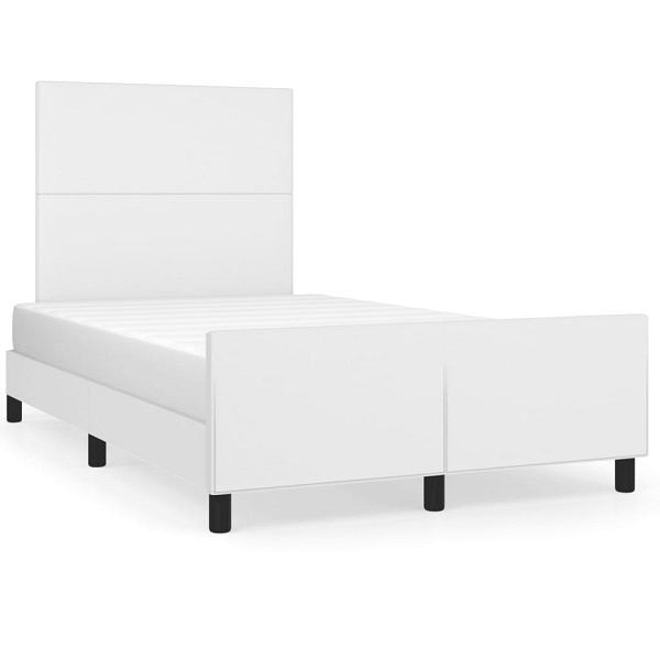 vidaXL Bettgestell mit Kopfteil Weiß 120x190 cm Kunstleder, 3270549