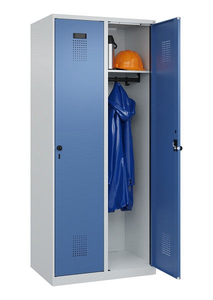 C+P Spind Evolo PLUS, 2 Abteile, 1850x800x500mm, 7035/5023, Verschluss Drehriegel, Ablageböden 2, 049000-22 S10008