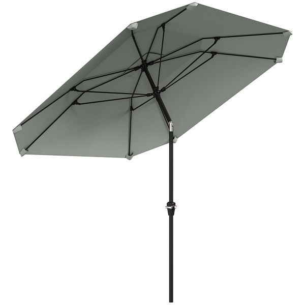 Outsunny 2,3 m Sonnenschirm ohne Basis, Verstellbarer Terrassenschirm mit Kurbel, Polyester, Aluminium, Fiberglas, Dunkelgrau, 84D-386V00CG