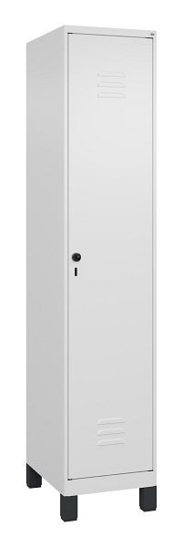 C+P Umkleidespind Classic PLUS mit Mitteltrennwand, Füße, 1950x400x500mm, 9016/9016, Drehriegel, 080010-12F S10002