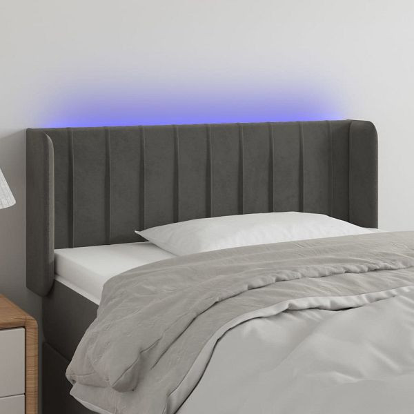 vidaXL LED Kopfteil Dunkelgrau 83x16x78/88 cm Samt, 3123505