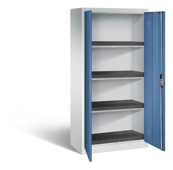 C+P Umweltschrank Acurado, H1950xB930xT500mm, Farbe: Lichtgrau / Fernblau, Muldengriff, 8921-316 S10140