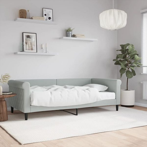 vidaXL Tagesbett mit Matratze Hellgrau 90x190 cm Samt, 3197760
