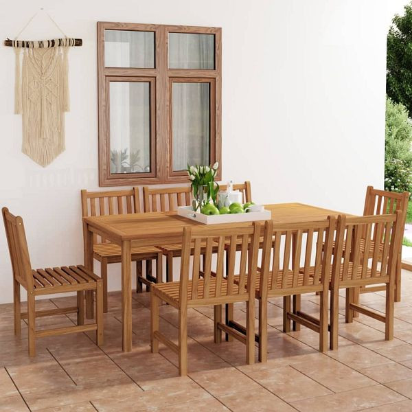 vidaXL 9-teilig Garten-Essgruppe Massivholz Teak, 3059942