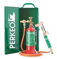 Perkeo EASY BOX Original Weichlötanlage im Set mit Transport-Stahlblechkasten nach GGVS, G3/8 LH, Hammerform-gekröpft, 799/5/932/3