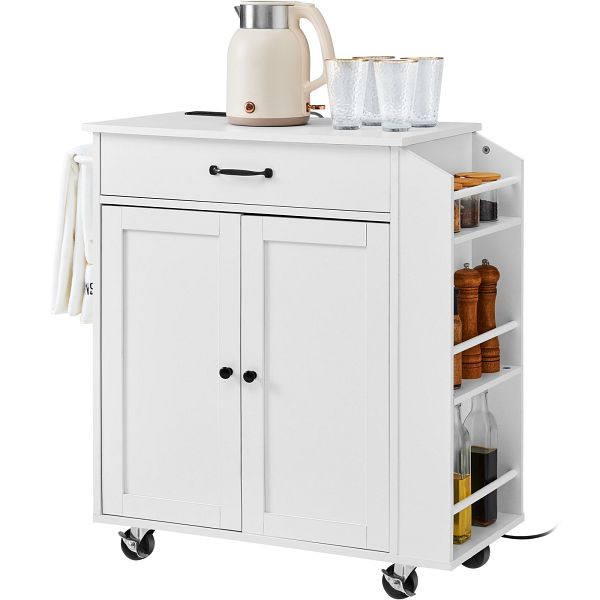 VEVOR Kücheninselwagen Rollschrank Ladestation Rollbar 810x380x860mm, QFBYDKCFDBS124GETV2