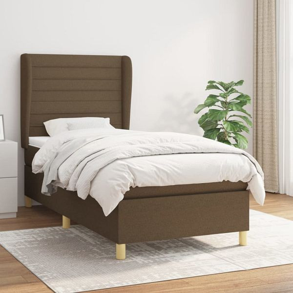 vidaXL Boxspringbett mit Matratze Dunkelbraun 80x200 cm Stoff, 3128560
