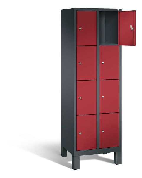 C+P Schließfachschrank Evolo, H1850xB610xT500mm, Farbe: Schwarzgrau / Rubinrot, 48010-204 S10039