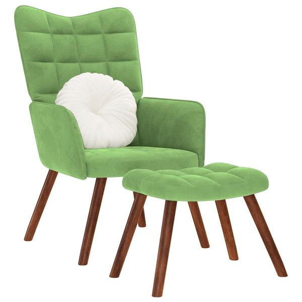 vidaXL Relaxsessel mit Hocker Hellgrün Samt, 4016824, 8721158362490
