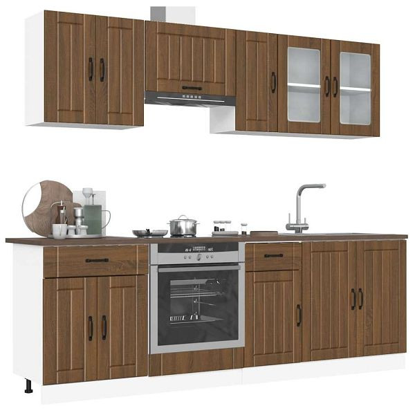 vidaXL 8-tlg. Küchenschrank-Set Braun Eichen-Optik Holzwerkstoff, 3314838