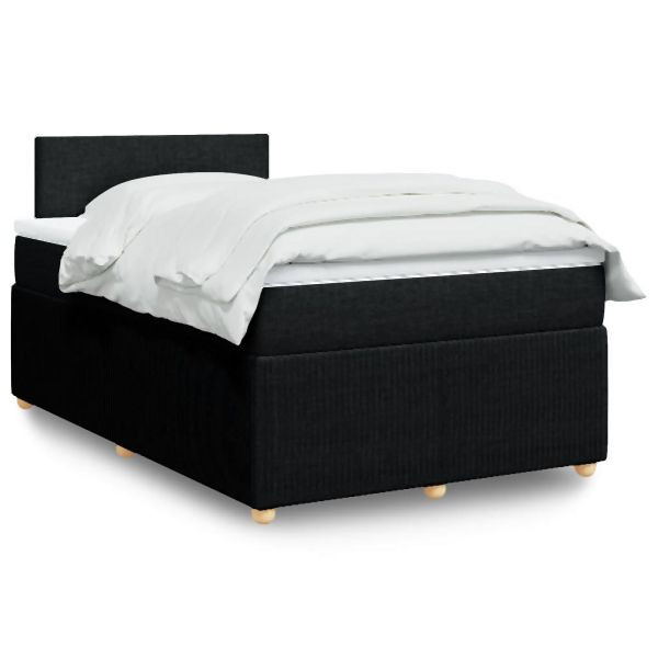 vidaXL Boxspringbett mit Matratze Schwarz 120x190 cm Stoff, 3289690
