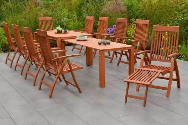 Merxx Comodoro Set 11-teilig, 8 Comodoro Klappsessel, 2 Comodoro Klappsessel, ausziehbares Fußteil, 1 Flex Ausziehtisch 185/37 x 90/73 cm, 50539-011