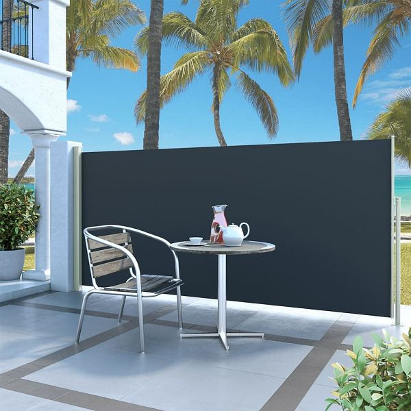 vidaXL Ausziehbare Seitenmarkise 140x300 cm Schwarz, 45353