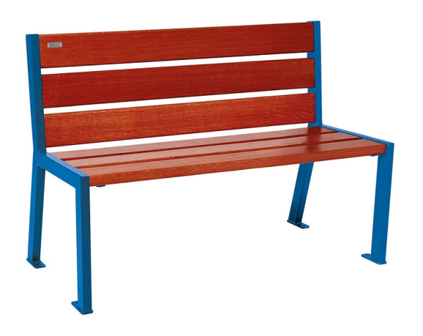 Procity Sitzbank Silaos 6 Holzlatten, 1200 mm, Ohne Armlehne, Holz & Stahl, Mahagoni/RAL 5010, 209601.5010.ACAJ